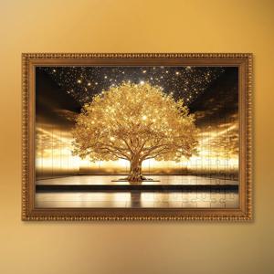 골든 스파클 트리 미니 직소퍼즐 액자세트 2000피스 황금 돈나무 금전수