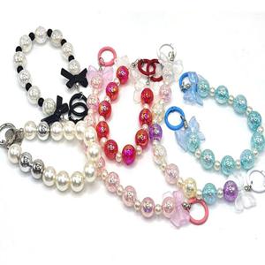 LN 실버팝 리본 키링 핸드폰줄 스트랩 가방 키링 부착형 진주 열쇠고리 손목스트랩