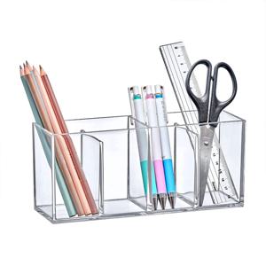 4칸 투명 아크릴 연필꽂이 일자연결 화장품보관