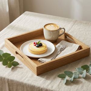 정사각 손잡이 우드 트레이 원목 서빙 쟁반