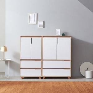 현대식 디자인 핸드리스 손잡이 4칸서랍 양문형 선반장세트(1400 7색)