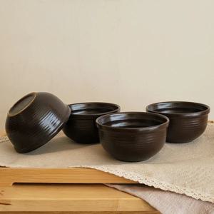 전통그릇 레트로 옹기 공기 대접 4인조 SET
