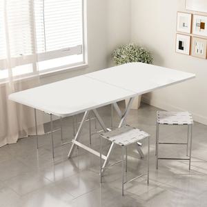 홈접이식테이블 사각 2인 철제 폴딩 식탁 1400x600