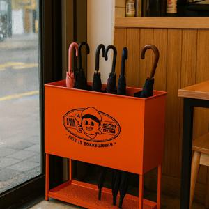 베이직 로고제작 오렌지 철제 우산꽂이 22구 대용량 매장 개업선물 입간판우산꽂이