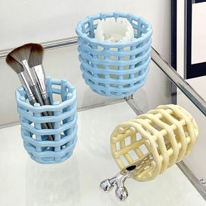 [해외] 북유럽 모던 편직 세라믹 브러쉬꽂이 인테리어 연필꽂이 수저통 칫솔꽂이 2color