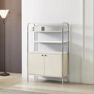 주방 라운드형 스틸 3단 양쪽 여닫이 수납 선반장 850 피규어 모던 유리 책