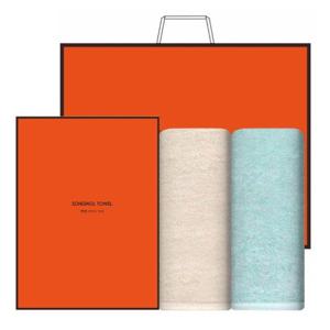 송월 라이트무지 2P 세트(타올2매+오렌지케이스+오렌지쇼핑백)