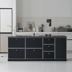 루넬 미드센츄리 E0 광파오븐 서랍 수납 아일랜드 홈바 식탁 2000X600 2color