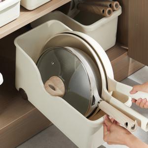 슬라이딩 후라이팬 정리대 프라이팬 정리함 팬트리 싱크대 하부장 정리 바구니