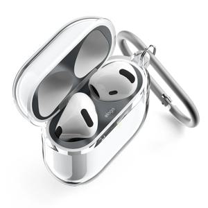 에어팟 4 클리어 행 케이스 + 철가루방지 스티커 세트