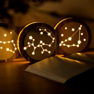 행운의 별자리 핸드메이드 별자리 원목 LED 무드등