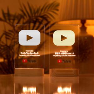 실버/골드버튼 너튜버 아크릴 LED 불멍 무드등