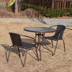 카페 야외용 테라스 공원 정원 600 800테이블 라탄 제노바 2인 세트