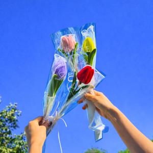 모루꽃다발 완제품 졸업식 학예회 발표회 선물 튤립 꽃 한송이