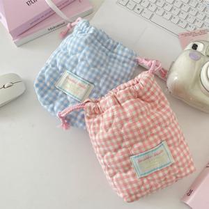 하트체크 퀼팅 라운드 화장품 파우치 다용도가방(2colors) / 리뷰이벤트