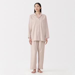 여성 사이드 심리스 플란넬 긴소매 파자마 (커플잠옷) FD1LYA5A