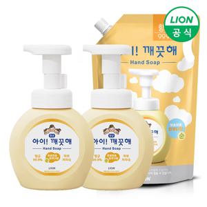 아이깨끗해 핸드워시 용기 250ml 2개+리필 1.8L 1개 (순/레몬 택1)