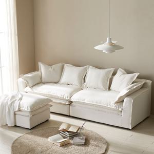 홈즈 포리 다비스 원단 패브릭 소파+스툴 모듈 구스 덕 (쿠션증정,풀커버형)