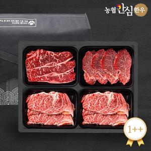 냉장 농협안심한우 1++(7이상) 명품1호 등심+등심+채끝+안심/총1.2kg