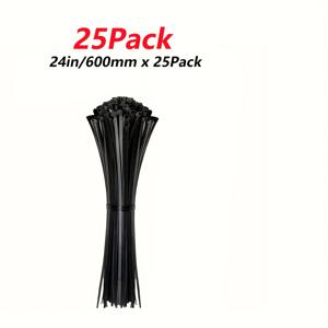 TEMU 튼튼한 UV 저항 케이블 타이 25개입 | 방풍, 내한성, 600mm 길이 - 전기, 배관, 자동차, 가정, 야외 및 산업용으로 다용도 - 코드, 전선, 파이프 및 호스 정리용으로 적합 - 전선 관리 S
