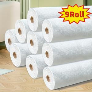 TEMU 방수 기능이 있는 자체 접착식 3D 폼 벽지 9롤 세트 - 쉽게 붙이고 떼어낼 수 있으며 청소하기 쉬운 질감의 흰색 비닐 소재, 거실, 부엌, 침실, 기숙사 및 사무실 장식에 완벽함, 기숙사 장식 | 무늬가 없는 패턴 장식 | 자