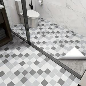 TEMU 욕실용 방수 바닥 스티커 롤, 욕실 바닥 리모델링을 위한 자가 점착 미끄럼 방지 타일