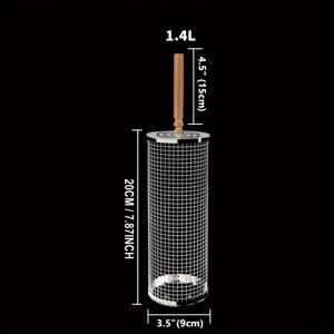 TEMU 1개, 업그레이드된 탈착식 나무 손잡이가 있는 중첩 그릴 바스켓, 304 스테인리스 스틸, 야채 새우를 위한 롤링 그릴링 튜브 메쉬 액세서리, 남성 아빠 남편을 위한 선물, 야외 BBQ 캠핑 피크닉