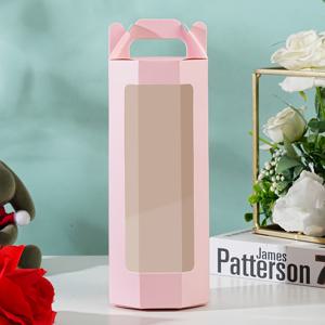 TEMU 10개 세트 팔각형 투명 창문 선물 상자 - 핸들 포함, 화이트 & 핑크 접이식 PVC/종이 디스플레이 케이스 (와인 글라스, 건조 꽃, 캔들용) - 재사용 가능한 휴일 생일 파티 선물 포장, 특별한 날을 위한 스타일리시한 디자인, 튼튼한 구조, 홈