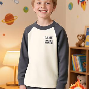 TEMU 남아용 다크 그레이 보온 의류 세트 (아기용 따뜻한 상의 포함), 2~12세 아동용 보온 바지 및 셔츠, 겨울 아이스 스케이트에 적합