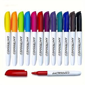 TEMU 6색 또는 12색 지우개 가능한 화이트보드 마커 - 무독성 수성 드라이이레이스 펜, 지우개 호환 잉크, 12가지 색상 옵션, 사무실용, 화이트보드 및 드라이이레이스 보드 호환