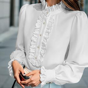 TEMU 캐주얼 비즈니스 스타일 레이스 셔츠
