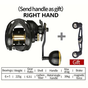 TEMU 크릭문 TDC30 베이트캐스팅 낚시릴 - 헤비듀티 16kg 최대 드래그, 6.3:1 기어비, 카본 파이버 바디 & 스풀 소금물/바다 낚시릴, 오른손잡이용 핸들, 베이트캐스터 및 라인과 호환 가능|낚시대