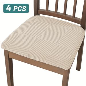 TEMU 4/6개 세트 탄성 의자 패드 커버, 가로 및 세로 패턴 식탁 의자 쿠션 커버, 모던 스타일 스판덱스 원단 세탁 가능, 홈용 4가지 색상|소파패드