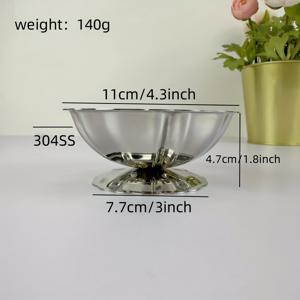 TEMU 1개 스테인리스 스틸 컵 | 세련된 워셔블 디저트 볼, 광택 금속 마감, 304 스테인리스 스틸, 푸딩, 무스, 과일 샐러드에 적합, 가정 주방, 레스토랑, 호텔, 파티용으로 이상적