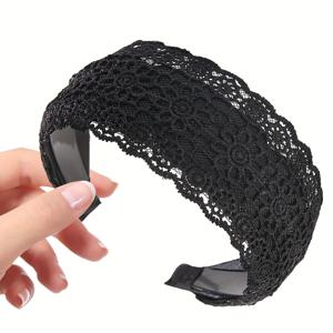 TEMU 1개 레이스 헤어밴드 와이드밴드 치아 프레스 헤어넷 트렌디 헤어핀, 흰머리 커버, 젊은 헤어라인, 헤어밴드용