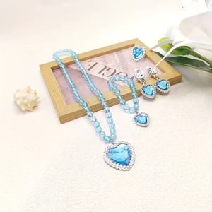 TEMU 여성용 엘사 목걸이 세트 - 컬러 유럽풍 우아한 매칭 팔찌, 귀걸이 (피어싱 불필요) | 일상 착용 가능, 성인 여성을 위한 선물