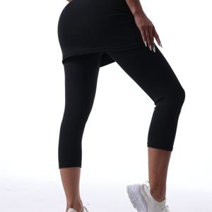 TEMU 2024 봄/여름 트렌디 여성 캐주얼 포켓 스포츠 스커트, 러닝, 요가, 테니스에 적합, 페이크 투피스 디자인.