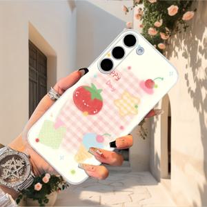 TEMU 삼성 갤럭시 S6, S7, S7 에지, S8, S9, S10, S20, S21, S22, S23, S24, S25, S26, 노트 8, 9, 10, 10+, 10+ 라이트, 울트라, E, FE, PLUS 울트라 4G용 커티 토마토 러닝 내구성 있는 투명한 폰 케이스