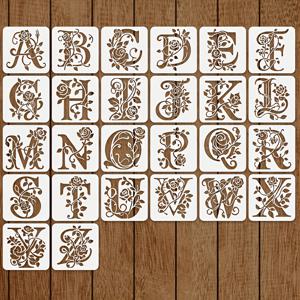 TEMU 26개 꽃 글자 템플릿, 4.0인치 재사용 가능한 장미 글자 페인팅 스티커, 벽 스티커, 패치, 베개, 티셔츠, 조각품, 접시, 유리잔, 냅킨, 매트, 지갑에 적합