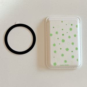 TEMU 1pc 녹색 밀짡땅 인쇄 자기 접착제 가죽 지갑 