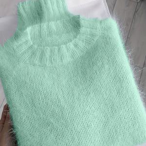 TEMU 여성용 연한 파란색 스웨터 - 가을/겨울용 부드러운 풀오버 스웨터, 일상 및 정장용 - 파스텔 블루의 편안한 라운드 넥 스웨터 - 여성용 스웨터, 겨울 의류, 심플 디자인, 편안한 핏, 가을 패션, 스타일, 통기성 소재, 캐주얼 웨어