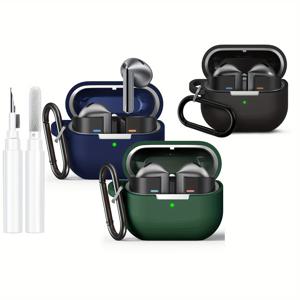 TEMU 삼성 갤럭시 버드 3 및 버드 3 프로용 보호 케이스, 클리닝 키트 포함, 귀여운 실리콘 디자인, 남녀 모두에게 적합 (3개 세트)