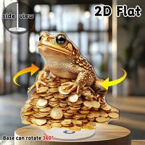 TEMU 2D 플랫, 스피닝 탑 - 회전 베이스 자체 럭셔리 부의 상징, 동전 쌓기 풍수 장식, 홈/오피스/웨딩용 2D 플랫 테이블탑 센터피스 선물 (전기 불필요, 골드 포함), 2D 플랫