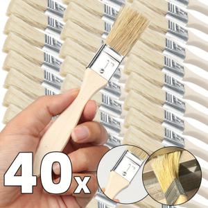 TEMU 40개/50개 다용도 1인치 플랫 헤드 브러쉬 세트 - 호리병 손잡이, 내구성 강한 합성모, 페인팅, 바니시, 접착제, 벽지 및 홈 수리용 - 넓은 표면 커버리지, 내구성 브러쉬 키트