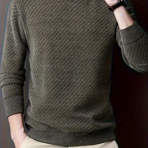 TEMU 남성용 두꺼운 겨울 니트 스웨터 - 헤비웨이트 따뜻한 라운드넥 긴팔 솔리드 컬러 캐주얼 풀오버, 세탁기 사용 가능한 추운 날씨용 레이어링 & 캐주얼 웨어