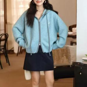 TEMU 2025년 신상 루즈핏 슬리밍 소프트 왁스 스웨터 지퍼 후드 게으른 스타일 여성용 가디건