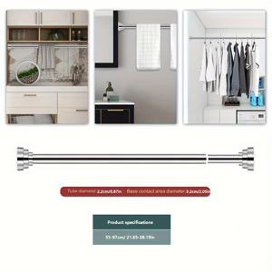 TEMU 1개 조절 가능한 스테인리스 텔레스코픽 막대, 욕실 샤워 커튼용 금속 장력 장착 걸이 바, 발코니 옷 건조대, 옷장 의류 막대, 문 창문 처리 막대, 주방 수건 걸이|빨래건조대|샤워커튼