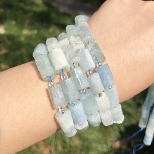 TEMU 천연석 파체트 블루 아쿠아마린으로 만든 기둥 모양의 루스 비즈. 참, 팔찌, 귀걸이 등 주얼리 제작에 적합합니다.