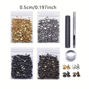 TEMU 400세트 가죽 리벳, 4가지 색상의 더블 캡 튜브형 리벳으로 구성되며, 가죽 공예, 의류, 신발, 가방 및 벨트와 관련된 프로젝트를 위한 고정 도구가 함께 제공됩니다. 각 색상당 100세트로 구성되어 있습니다.