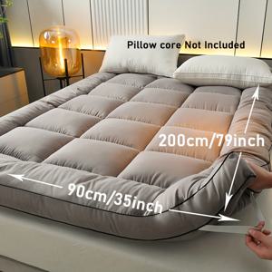 TEMU 1개 단색 소프트 매트리스 토퍼, 호텔 품질 타타미 매트 – 싱글/더블 침대용, 세탁 쉬운 바닥 패드 – 사계절 사용 가능, 침실, 기숙사, 게스트룸 & 캠핑에 적합 – 백투스쿨 시즌 완벽한 대형 매트리스|이불|캠핑매트